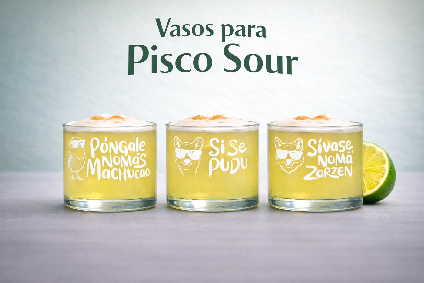 Set 3 Vasos Pisco Sour – Edición Fauna Chilota (300 ml)