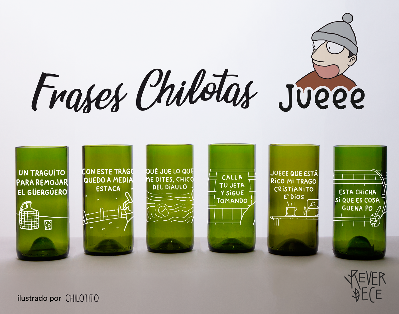 Frases chilotas set 6 vasos