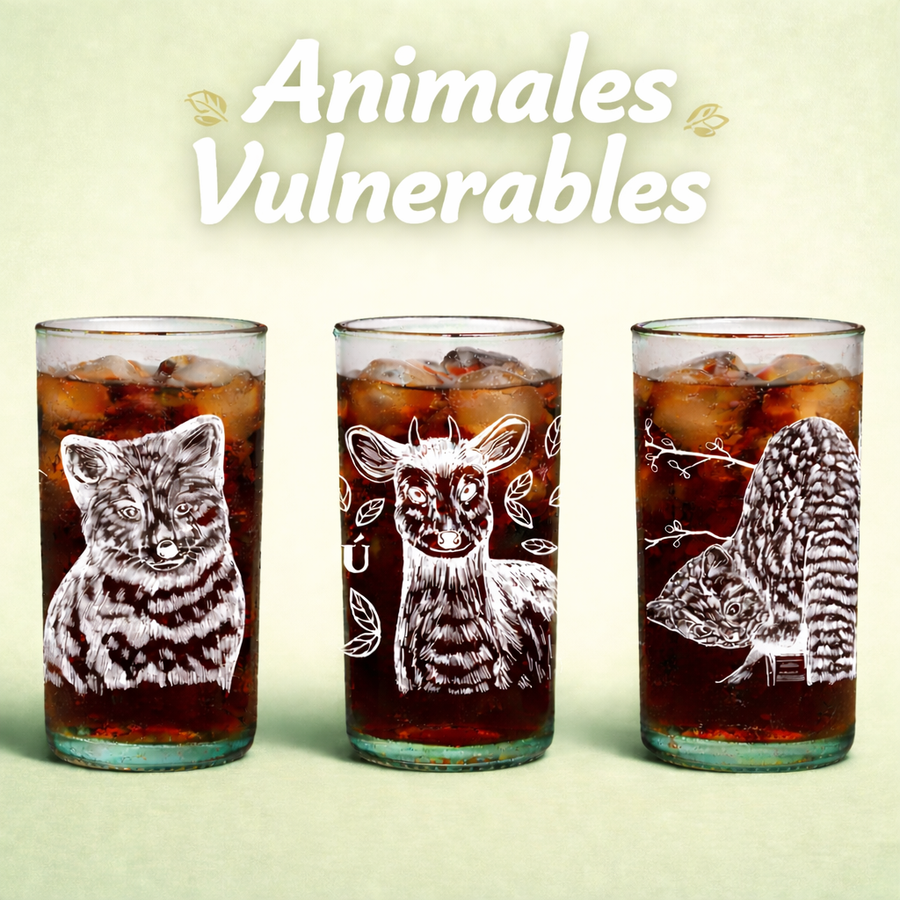 "Set Fauna Vulnerable Chilena | 3 Vasos Reciclados – Protege Especies"