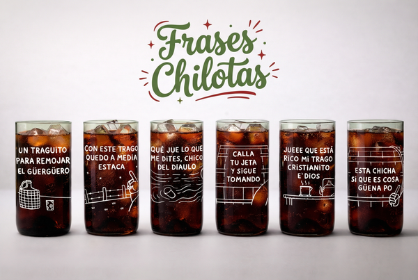"Vasos Frases Chilotas Auténticas | Set 6 – Humor y Tradición"
