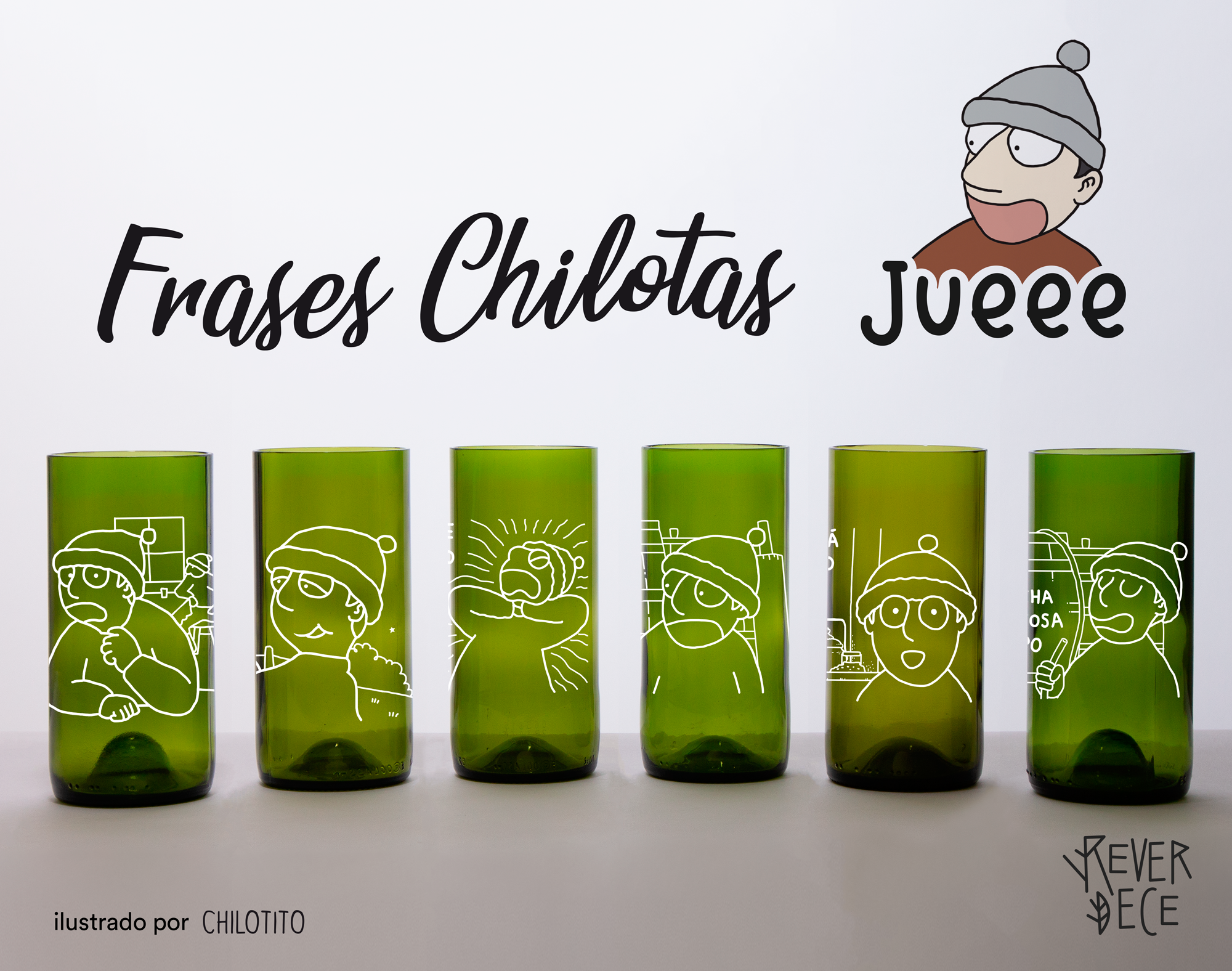 Frases chilotas set 6 vasos
