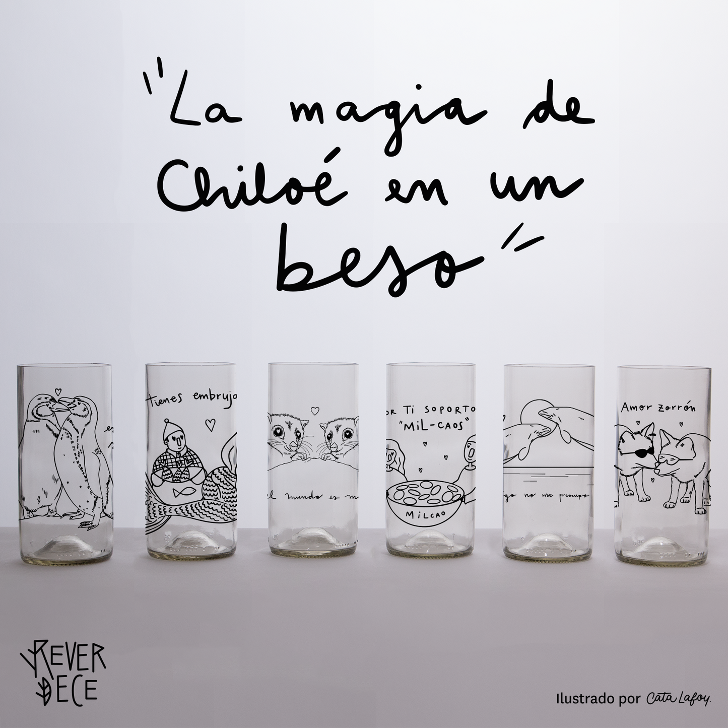 San Valentín Set 6 vasos transparentes